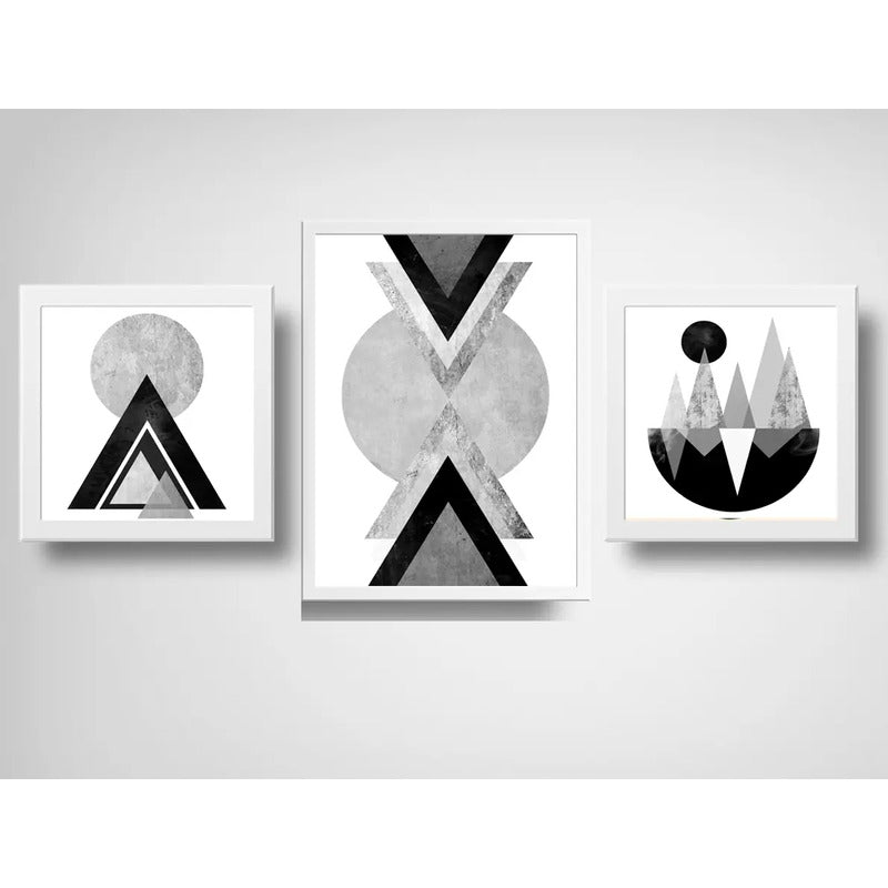 Set 3 Cuadros Geometrico Escandinavo Abstracto Decoracion B4