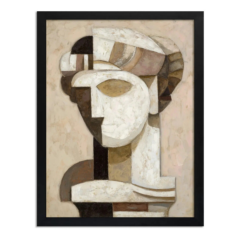 Cuadro Living Oficina Musa Cubista Moderna Arte Cubismo Marco Negro