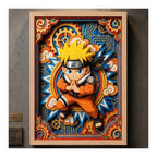 Cuadro Naruto Anime Kids Manga Geek Arte Efecto 3d Marco Madera Oak Madera Clara