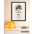 Cuadro Dormitorio Living Planta Dibujo Lineal Tonos Beige Marco Negro