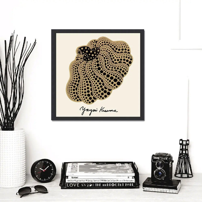 Cuadro Para Living Cocina Estudio Decoracion Moderna Nude Yayoi Kusama Color Beige Con Marco Negro