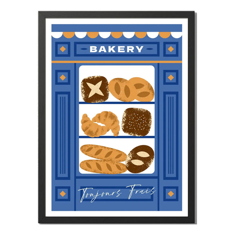 Cuadro Bakery Frase Toujours Frais Bake Cocina Decoracion Marco Negro