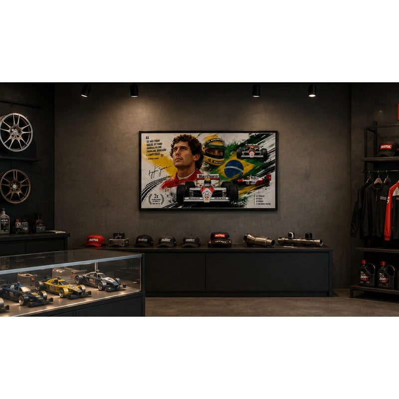 Cuadro Ayrton Senna Do Brasil Arte Formula 1 Mclaren Grande Marco Negro