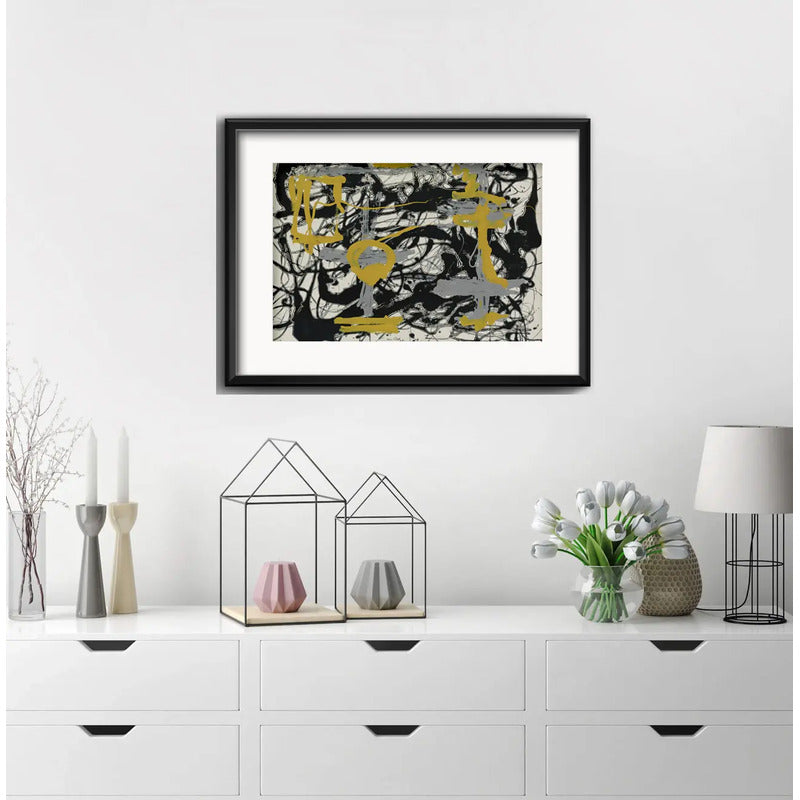 Cuadro Jackson Pollock Abstracto Brs1 53x43cm Con Paspartú Marco Negro