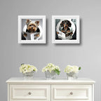 Set 2 Cuadros Perro Baño Dachshund Yorkshire Mascotas Arte