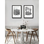Set 2 Cuadros New York Londres Blanco Negro 53x43cm Paspartú Marco Negro