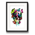 Cuadro Calavera Mariposa Pop Art Fashion Decoracion Paspartu Marco Negro