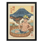 Cuadro Bano Naruto Banera Paisaje Japón Fuji Anime Manga Art Marco Negro