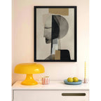 Cuadro Dormitorio Living Boho Arte Abstracto Collage Silueta Marco Negro
