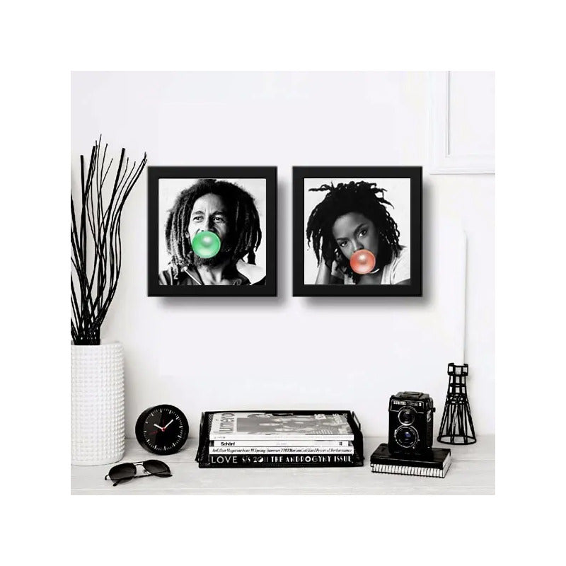 Set 2 Cuadros Bob Marley Lauryn Hill Chicle Musica Decor
