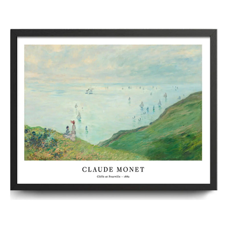 Cuadro Dormitorio Living Monet Acantilados En Pourville 1882 Marco Negro