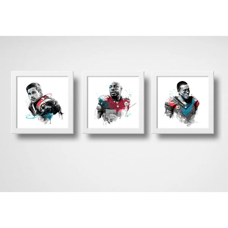 Set 3 Cuadros Super Bowl Nfl Futbol Americano Jugadores Club