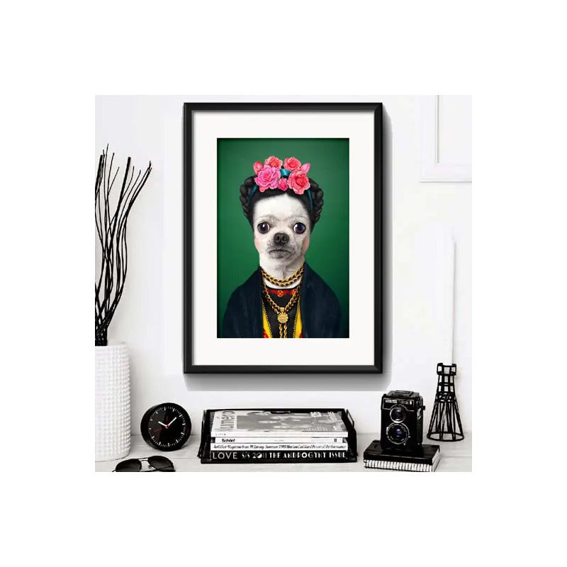 Cuadro Perro Gato Musica Cine Pop Decoracion Con Paspartú