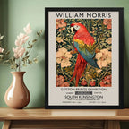 Cuadro Loro Y Flores William Morris Botanico Aves Floral B1 Marco Negro