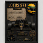 Cuadro Senna Formula 1 Lotus 97t Ano 1985 Specs Efecto 3d Marco Negro