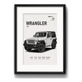 Cuadro Jeep Auto Modelos Vehículo Deportivo Con Paspartú Wrangler Con Marco Negro