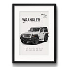 Cuadro Jeep Auto Modelos Vehículo Deportivo Con Paspartú Wrangler Con Marco Negro