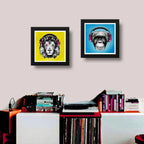 Set 2 Cuadros León Mono Pop Art Auriculares Animales Decora