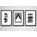 Set 3 Cuadros Geometrico Tribal Abstracto Boho Con Paspartu