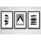 Set 3 Cuadros Geometrico Tribal Abstracto Boho Con Paspartu