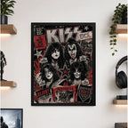 Cuadro Kiss Banda Miembros Icónicos Rock Arte Vintage Marco Negro