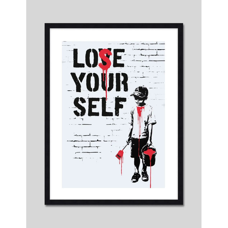 Cuadro Banksy Lose Yourself Arte Urbano Decoracion Moderna Marco Negro
