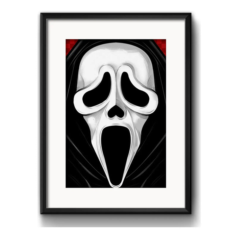 Cuadro Ghostface Pop Art Scream Terror Pelicula Con Paspartú Marco Negro