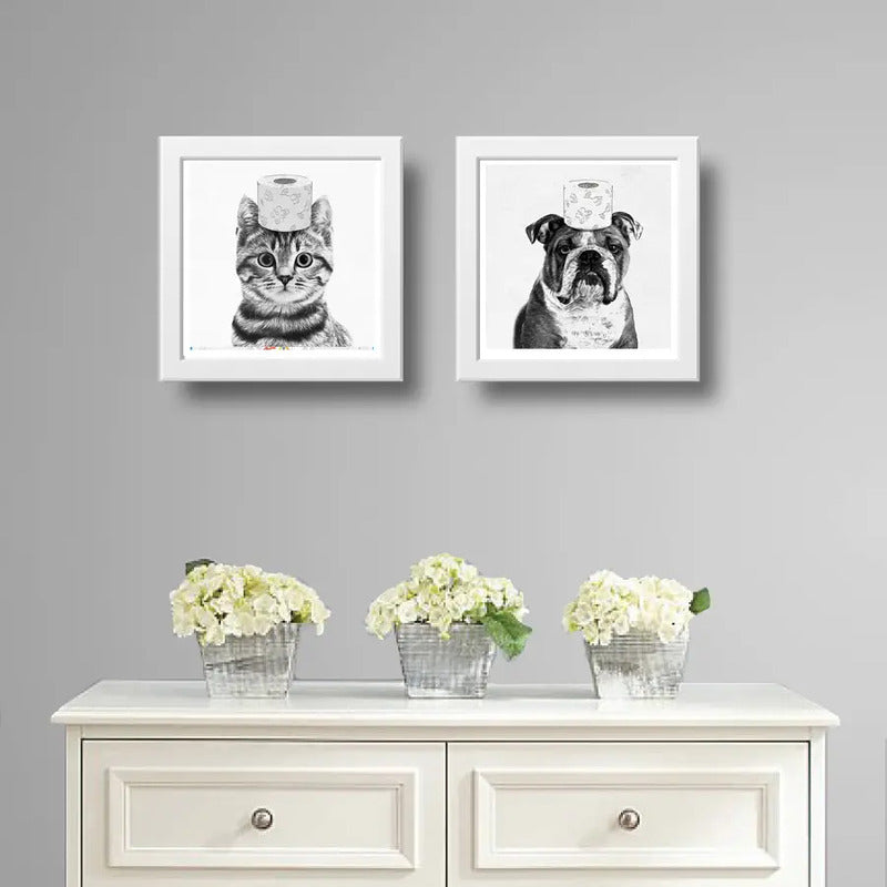 Set 2 Cuadros Perro Gato Baño Mascotas Pet Arte Decoracion