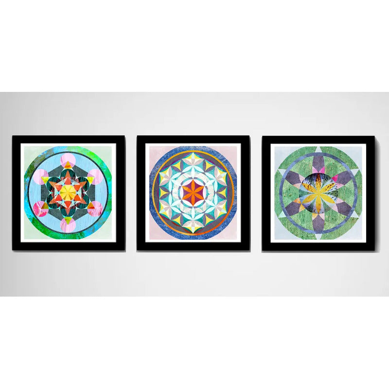 Set 3 Cuadros Mandalas Geometrico Boho Zen Brs1 Decoracion
