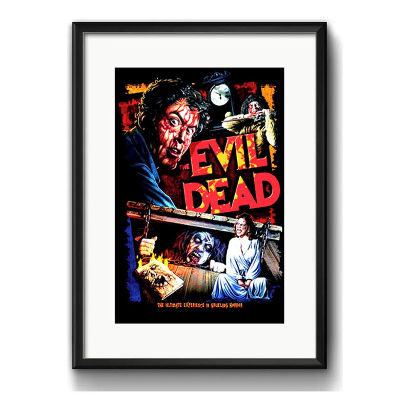 Cuadro Evil Dead Posesión Infernal Terror Brs1 Con Paspartú Marco Negro