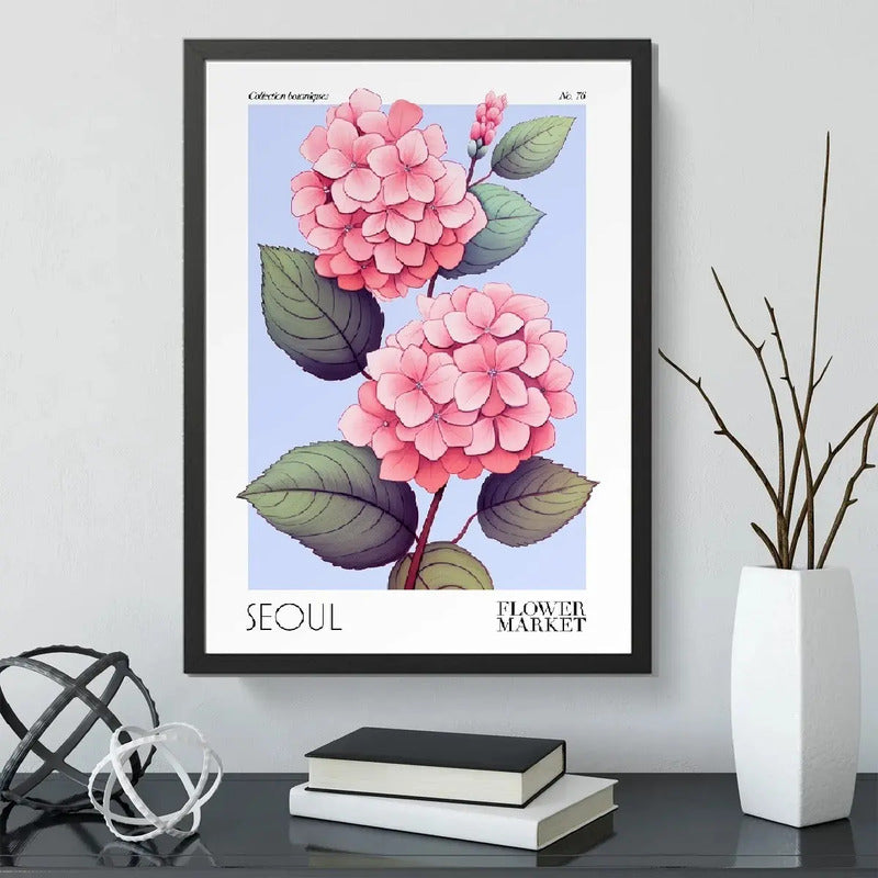 Cuadro Flower Market Flores Seoul K Flor Botanica Decoracion Marco Negro