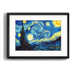 Set 3 Cuadros Van Gogh Obras Noche Estrellada Terraza Café 43x33cm Con Paspartú Marco Negro