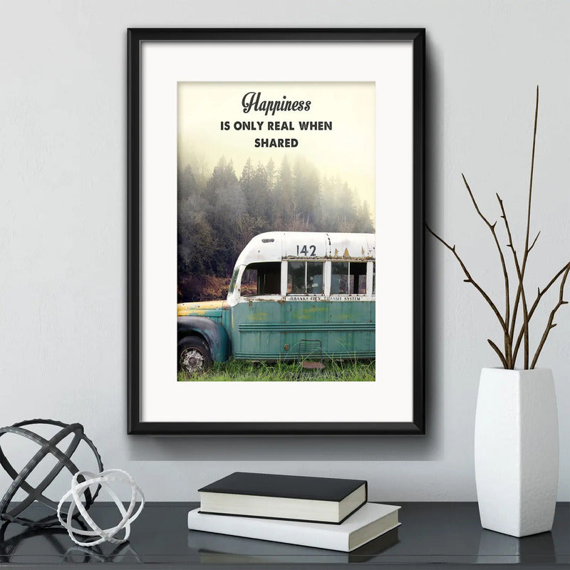 Cuadro Into The Wild Hacia Rutas Salvajes Frase Con Paspartú Marco Negro