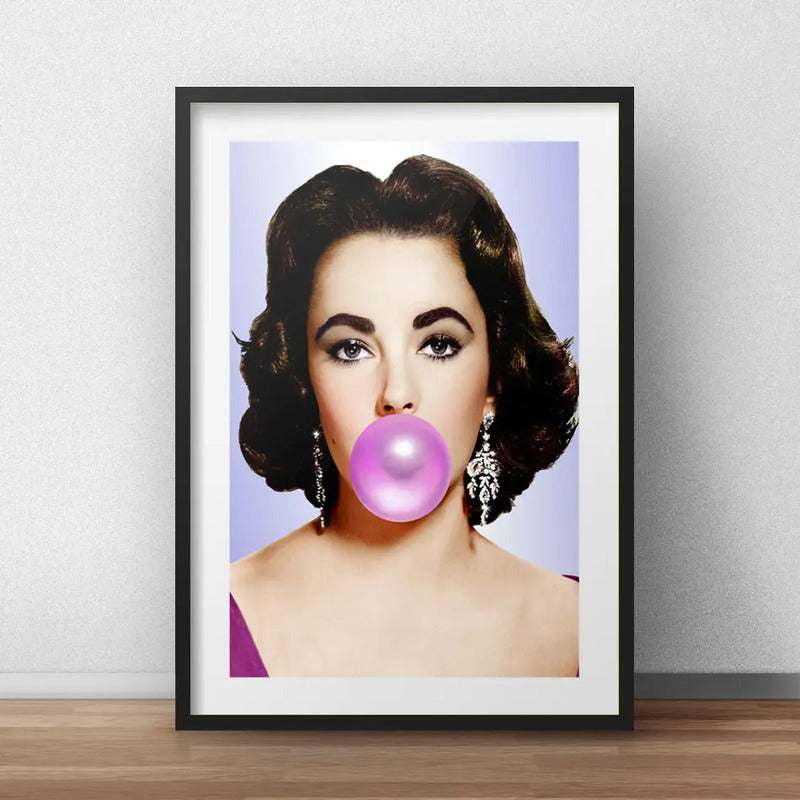 Cuadro Elizabeth Taylor Chicle Pop Art Decoracion Paspartú