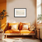Cuadro Kamisaka Sekka Tonos Beige Nautico 53x43cm Paspartú Marco Negro