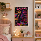 Cuadro Barbie Rock Star Decoracion Dormitorio Muñeca Marco Blanco