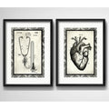 Set 2 Cuadros Estetoscópio Corazón Medico Arte Con Paspartu
