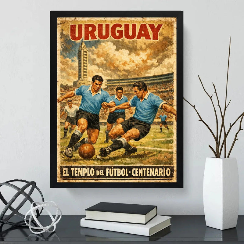 Cuadro Estadio Centenario El Templo Del Futbol Uruguay Retro Marco Negro
