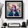 Cuadro Kurt Cobain Street Art Nirvana Rock Musica - 33x33cm Marco Negro