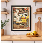 Cuadro Pikachu Cocina Sushi Ramen Comida Japón Pokemon Anime Marco Negro