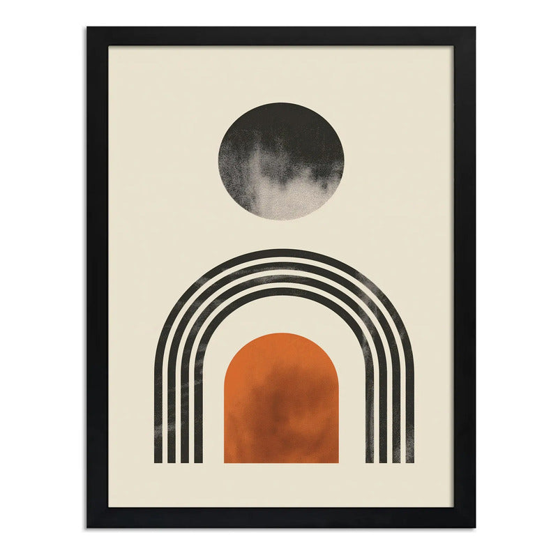 Cuadro Dormitorio Living Boho Luna Abstracto Geometrico Arte Marco Negro