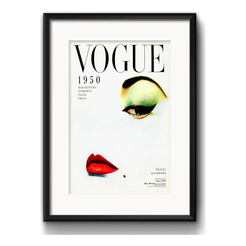 Cuadro Vogue Retro Fashion Makeup Decoracion Con Paspartú Marco Negro