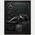 Cuadro Mercedes Amg Formula 1 Auto Icónico Specs Efecto 3d Marco Negro