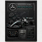 Cuadro Mercedes Amg Formula 1 Auto Icónico Specs Efecto 3d Marco Negro