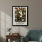 Cuadro Gato Flores William Morris Gatito Arte Exposición Marco Negro