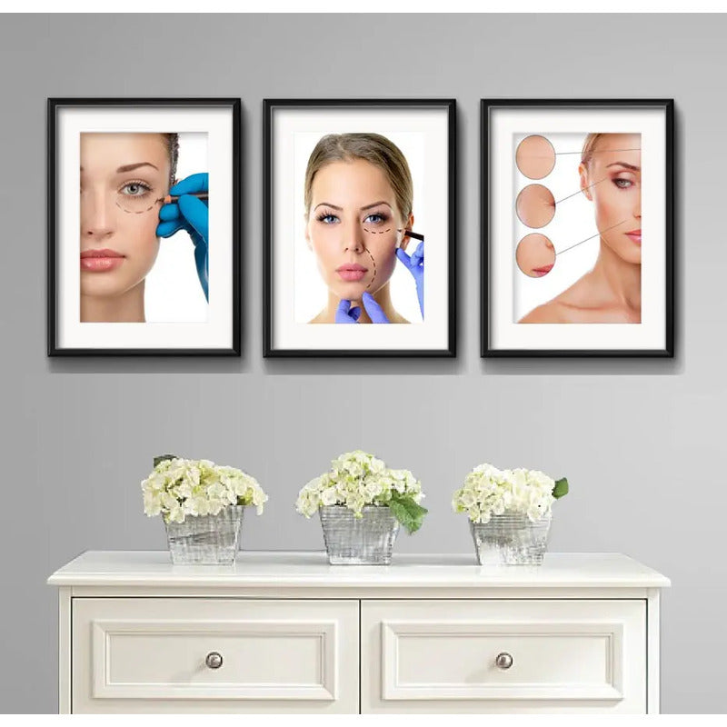 Set 3 Cuadros Estetica Plastica Clinica Decoración Paspartu