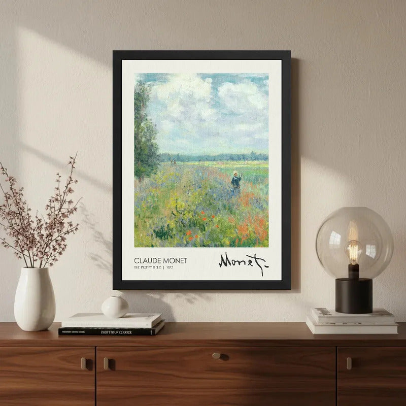 Cuadro Living Claude Monet Signature Campo De Amapolas Arte Marco Negro