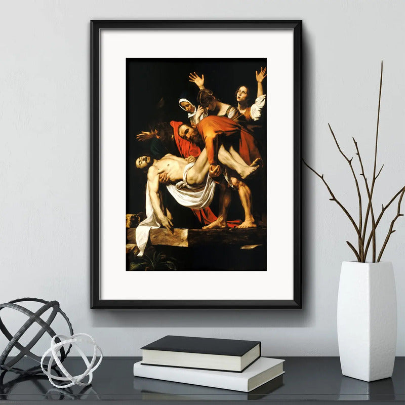 Cuadro Caravaggio Estilo Art Barroco Decoracion Con Paspartú La Sepultura De Cristo Con Marco Negro