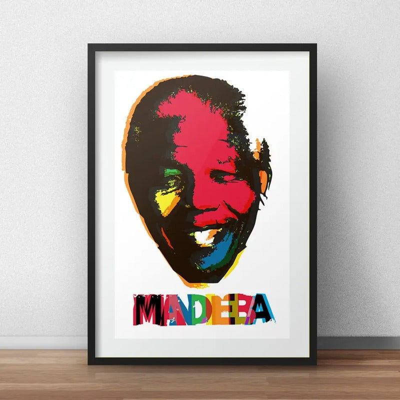 Cuadro Nelson Mandela Africa Arte Decoracion Con Paspartú Marco Negro