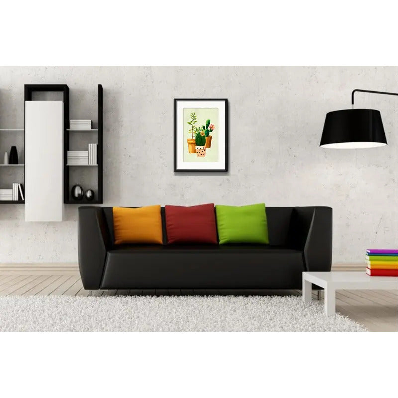 Cuadro Cactus Suculentas Pop Art Decoracion Con Paspartú